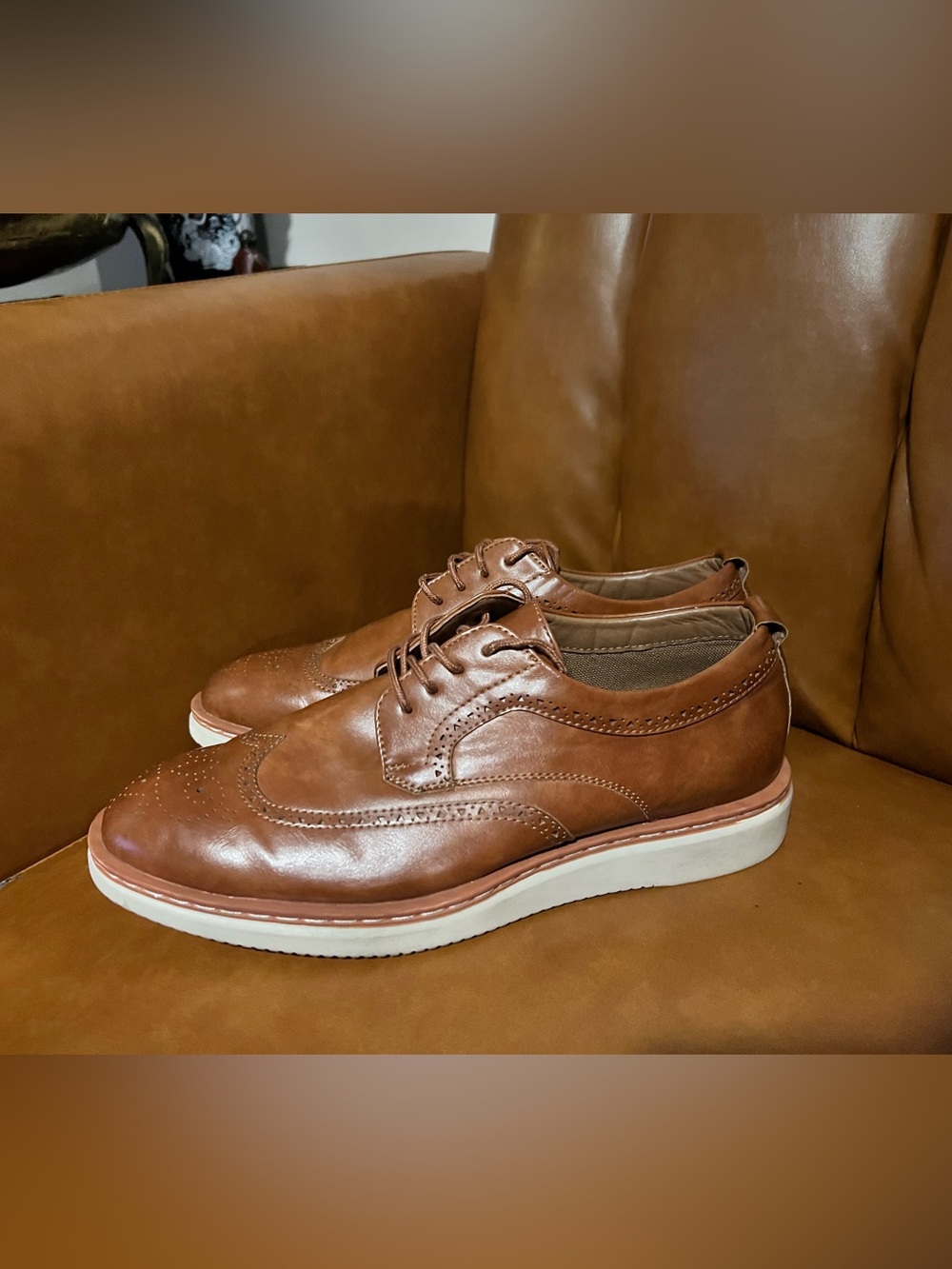 George Men's Jonaah Oxford brown faux-leather wingtip size 9.5